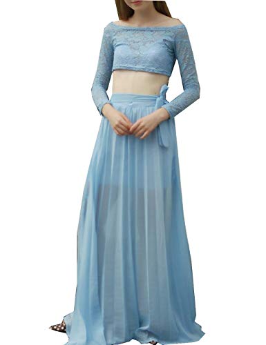 Rela Bota Womens Off The Shoulder Lace Crop Top Maxi Desertcart