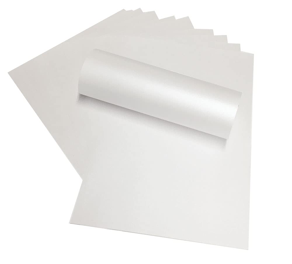 Syntego 12" x 12" Pearlescent Scrapbooking Paper Decorative 120gsm Double Sided (Frost White)