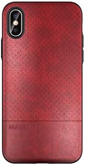 MARYBLE Perforated Design PU Leather Phone Case for iPhone X (2017) / iPhone Xs case (2018) (Red)