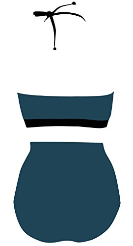 LA PLAGE Women's High Waist Retro Vintage Padded Bra Swimwear size XXL US Dark Green