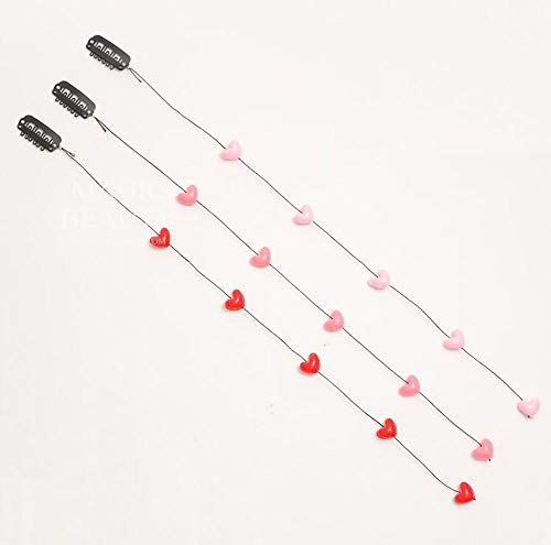 3 PCS Resin Love Shape Long Hair Decorative Headdress Hair Clip Hair Extensions with Comb Invisible Streamline Hairpin Hair Accessories
