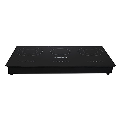 Windmax 29.5" Black Glass Plate 3 Burners Induction Hob Triple Stove