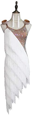 Women Rhinestone Fringe Latin Dresses Girls Competition Tassel Dance Performance Costume