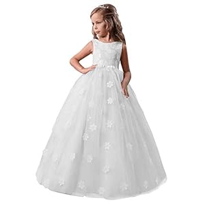 NNJXD Meisjes Pageant Borduurwerk Prom Gown Prinses Trouwjurk voor 6-14 jaar