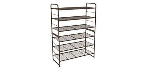 CAXXA 3-Tier Stackable and Expandable Metal Wire Utility Rack Storage for Shoe Household Accessory Organizer Shelf in Entryway Closet Bedroom Kitchen Garage, Bronze