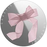 CASETiFY Snappy Grip Stand Compatible with Magsafe - Pink Organza Ribbon - Silver Mirror