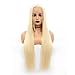 ATOZWIG Kanekalon Fiber 13x6 Inch Long Parting Sythetic Glueless Lace Front Wigs,Pre Plucked Hairline Bleached Knots African American Wig Blonde Wigs