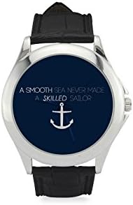 A Smooth Sea Never Made a Skilled Sailor Anchor Women's Classic Leather Strap Watch - Christmas Gift