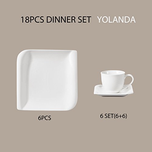 vancasso Kaffeeservice, Kaffeeset Yolanda Tasseservice, Tafelservice aus weißen Porzellan, 18 TLG. Kaffeeset, Beinhaltet… – Bild 3
