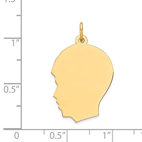 14k Plain Medium .018 Gauge Facing Left Engravable Boy Head Charm
