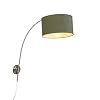 QAZQA – Modern Wandbooglamp staal met kap groen 35|35|20 verstelbaar | Woonkamer | Slaapkamer | Keuken – Metaal Rond…