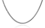 .925 Italian Sterling Silver Box Chain Necklace, 1.2 mm in Width