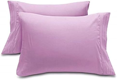 DreamHome Microfiber Pillowcases, Set of 2 (Standard, Stripe Lilac)