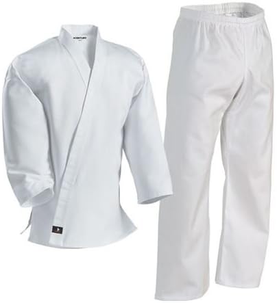 Century White Martial Arts Karate Uniform with Belt Light Weight Elastic Waistband & Drawstring for Adult & Children Size 000-7