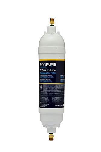 EcoPure EPINL20 EPINL30 5 Year in-Line Refrigerator Filter-Universal Includes Both 1/4" Compression and Push to Connect Fittings (Renewed)