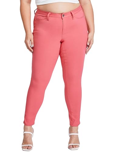 YMI Women's Hyperstretch Mid-Rise Skinny Jeans, Shell Pink, 1X
