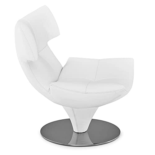 Zuri Furniture Modern Mora Swivel Lounge Chair White Italian Top