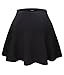 YIANNA Women's Basic Versatile Stretchy Flared Umbrella Skirts Women Knee Length, YA6015-Black-M