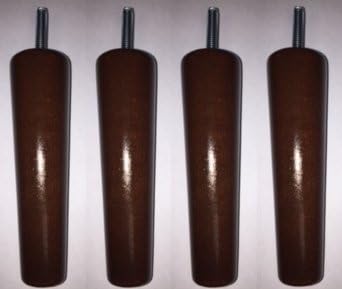 WS Upholstery Tapered Wood Replacement Legs for Furniture, 5 1/2 Inch Size Espresso Brown Bundle of 4, Mid Centry Design for Sofa, Chair, Couch