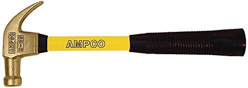Ampco Safety Tools H-20FG Hammer, Claw, Non-Sparking, Non-Magnetic, Corrosion Resistant, 1 lb, 14" OAL