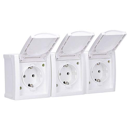 Aufputz Feuchtraum Steckdose 3-fach waagrecht IP54 Modell Pacific weiß – Bild 7
