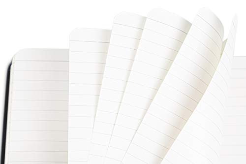 Pocket Notebook (3-Pack) Lined 120gsm, Small 3.5" x 5.5" Mini Note Pad, Black Tiny Hardcover Notebook with Pen Holder, Field Journal Notes, Memo Pad, Pockets, Thick Ruled/Lined Paper