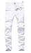 Men's White Biker Jeans Slim Straight Stretch Skinny Fit Moto Denim Jeans,W32,White