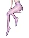 Kffyeye Sheer Pantyhose High Waist Open Crotch Tights Shiny Silk Stockings, Ultra Shimmery Plus Footed 30D Tights (1pcs Pink)