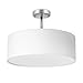 Ceiling Light, Semi-Flush Mount Modern Fabric Pendant Light Shade, Large White Drum Lampshade, Round Pendant Lamp, Lamps for bedrooms, Flush Chrome Matt, 3 Bulbs