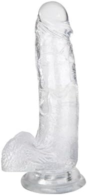 Realistic Ultra-Soft Male Rod for Beginners with Flared Suction Cup Base for Hands-Free Play, Flexible Design for Female G Pleasure, Transparent