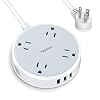Power Strip with USB, TESSAN Extension Cord with 4 Wide Spaced Outlets and 3 USB Ports, Small Portable Desk Charging Hub…