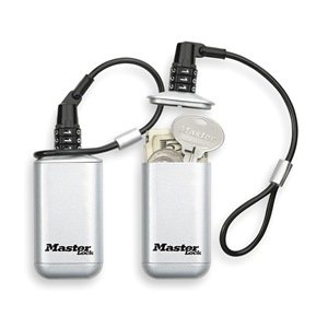 Master Lock 5408D 2 Pack 1-3/4in. Wide Combination Portable Lock Box with 6in. Cable Lanyard, Silver