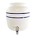 Premium Porcelain Water Crock Dispenser - Elegant Countertop Dispenser With 2.5 Gallon Capacity & No Drip Faucet - Double Blue Line Stripe Crock - Perfect For Kombucha Brewing and Dispensing
