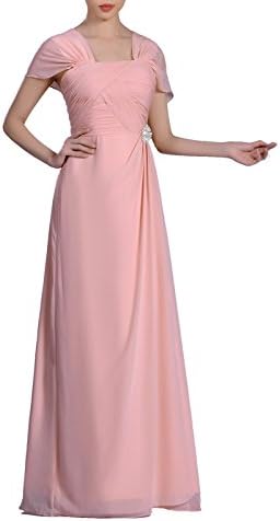 Formal Pleated Chiffon Bateau Sleeveless Sheath Long Mother of the Bride Groom Dress, Color Dusty Rose ,24W