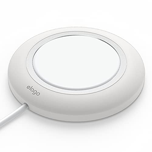 elago Charging Pad Compatible with MagSafe Charger, Compatible with iPhone 16,15,14,13,12 Models, AirPods Pro & AirPods 3,4 - Magnetic Charger Holder, Anti-Slip, [White] [Magsafe Charger Not Included]