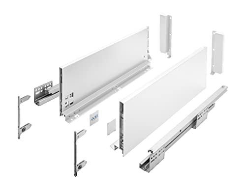 GTV Axis Pro Drawer Runners, Drawer Runners with Full Extension, White, Load Capacity up to 40 kg, Push to Open Systems, Free Access, Width: 350 mm, Height: 168 mm