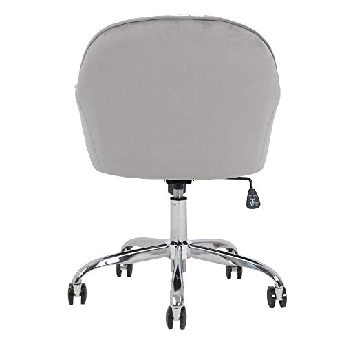 J&L Furniture Modern Design Velvet Desk Chair Mid-Back Home Office Chair Swivel Adjustable Task Chair Executive Accent Chair with Soft Seat (Grey) - Thumbnail 3