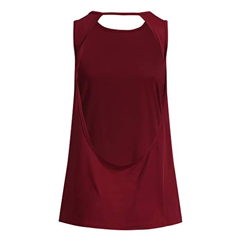 Inverlee Women Activewear Sexy Open Back Yoga Shirt Workout Sports Gym Tank Tops Vest Red - Thumbnail 4