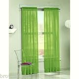 DreamKingdom - 2 PCS Solid Sheer Window Curtains/Drape/Panels/Treatment Brand New 55"Wx84"L - Lime
