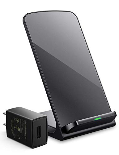 ELLESYE Wireless Charger, Qi Wireless Charging Stand Compatible with iPhone 11/Pro Max/Xs Max/Xs/XR/X/8/8 Plus, Galaxy S10/S10+/Note10/S9/S9+/Note9/S8/S8+ and All QI-Enabled Devices(with 2A Adapter)