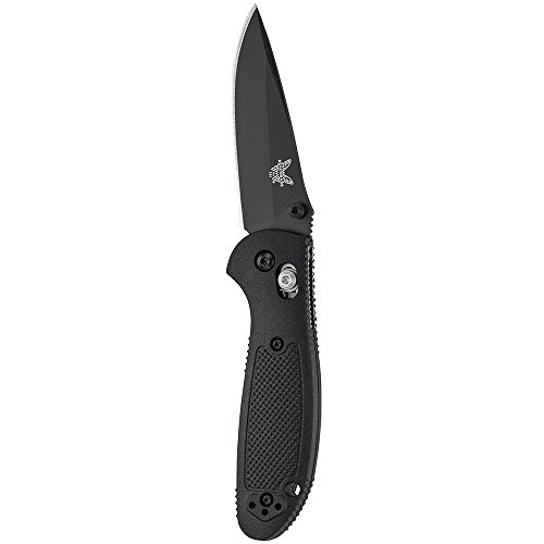 Benchmade Mini Griptilian 556 Knife, Plain Drop-Point, Coated Finish, Black Handle