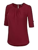 TWINTH Shirring Blouse Top 3/4 Loll Up Sleeve Basic