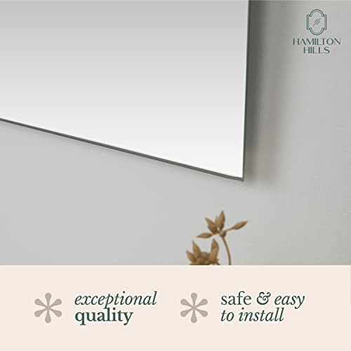 Hamilton Hills 30x40 inch Frameless Pivot Mirrors for Bathrooms with Brushed Gold Rounded Wall