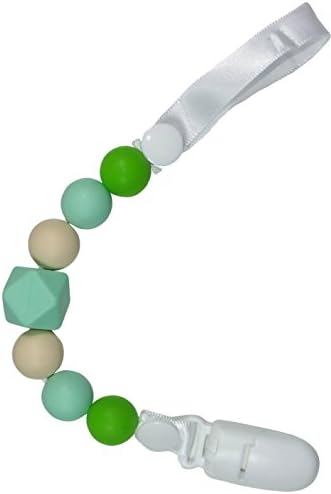 Pacifier Clip Universal Binky Holder for Baby Boy with Teething Silicone Beads in Unisex Gender Neutral (Marvelous Mint)