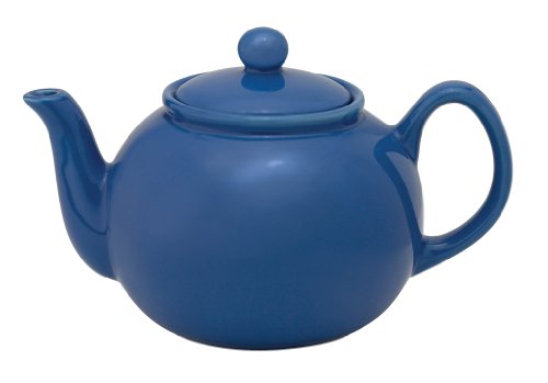 HIC Teapot with Stainless Steel Infuser, Ceramic Stoneware, Blueberry, 6-Cup, 32-Ounce Capacity