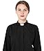 IvyRobes Womens Long Sleeves Clergy Shirt no Tab-collar Black (Necksize 16