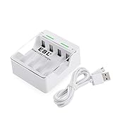EBL Quick & Convenient Smart Battery Charger for AA AAA Rechargeable Batteries - USB Input Design for Travel