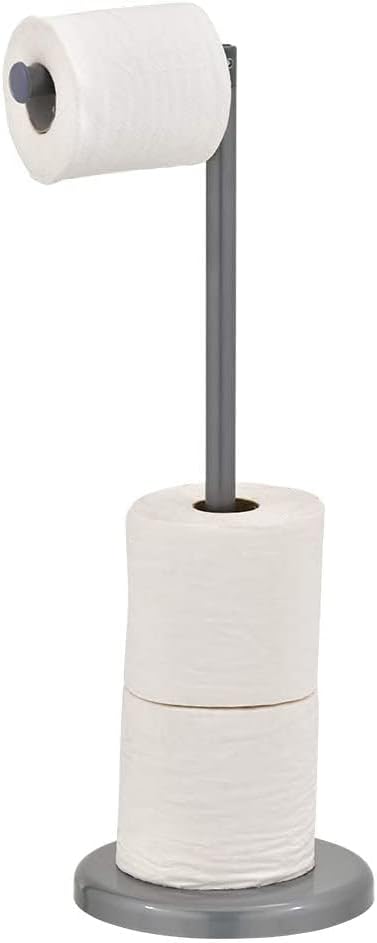 Pristine Freestanding Toilet Roll Holder Storage Grey Space Saving Design