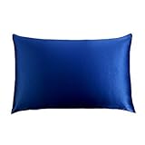 COSFY Natural Silk Pillowcase 100 Pure Mulberry Silk Pillow Cover for Hair and Skin Anti Wrinkle Zipper Closure King Size RoyalBlue 1pc 19 Momme