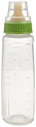 Gerber First Essentials Clearview Bottle in Assorted Colors with Latex Nipple, 9-Ounce